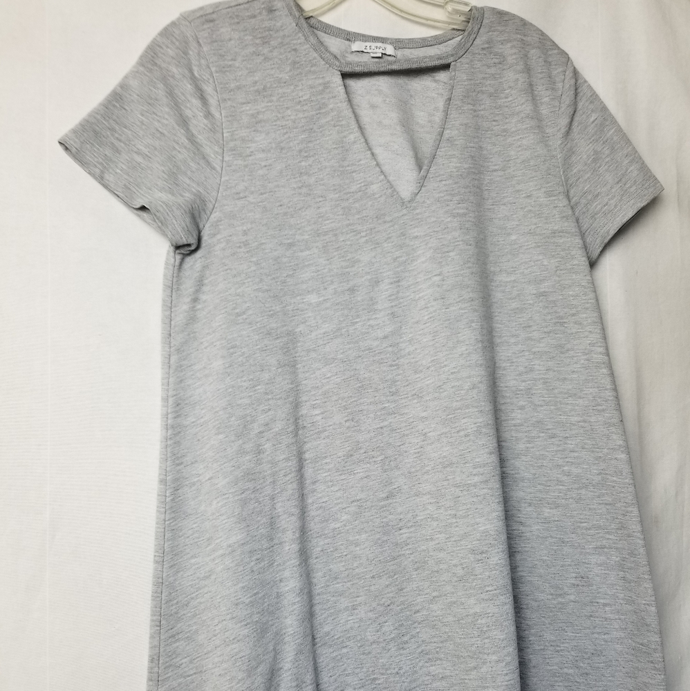 Z Supply Gray Cutout Baby French Terry Short Sleeves T-shirt Dress Size Small - Picture 6 of 13